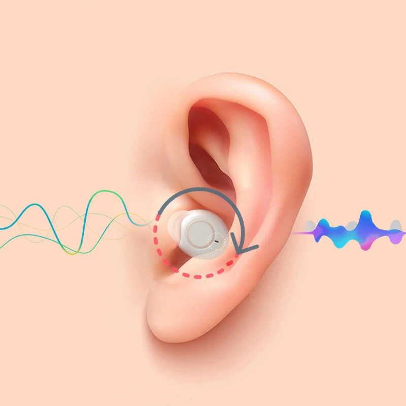 (image for) Black/White Rechargeable Portable Adjustable Hearing Earphones Invisible-In-Canal Sound Amplifier